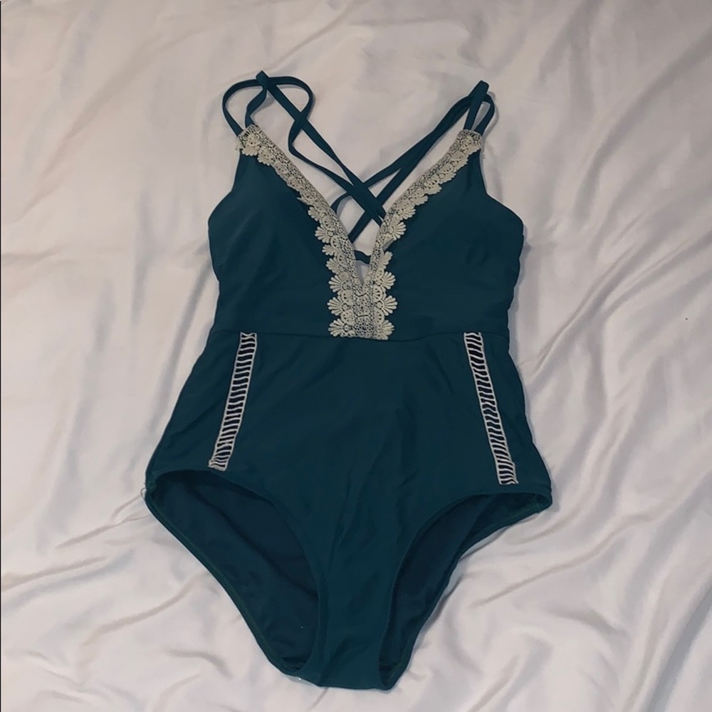 Sea foam green one piece bathing suit